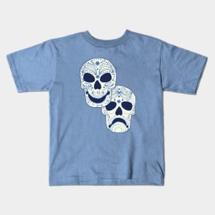 Cyan Comedy-Tragedy Muertos Kids T-Shirt